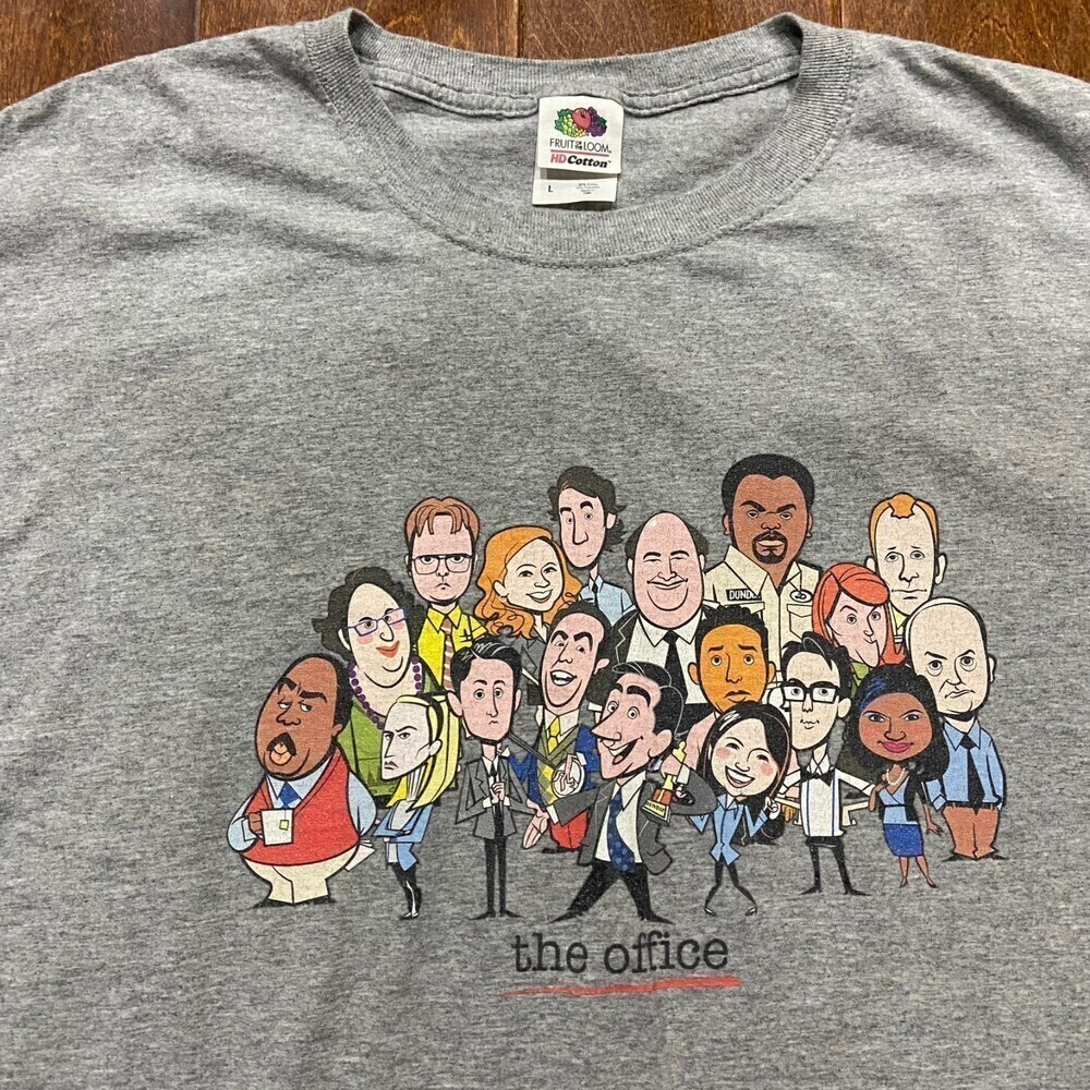 The Office TV Show Character Cast Graphic T-Shirt Gray Cotton Men's Size Large - Picture 2 of 6